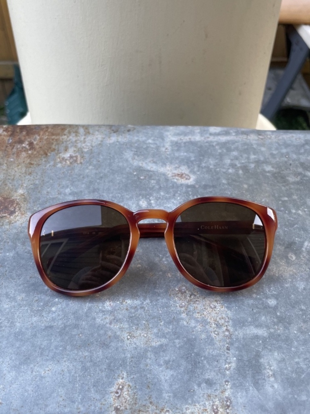 Women's Cole Haan amber/brown tortoiseshell Round Sunglasses